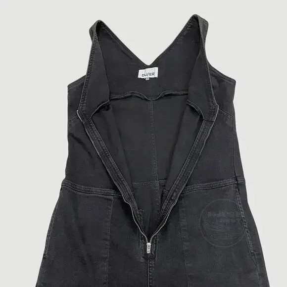 DUER Performance Denim Jumpsuit M | Aged Black Zip-Front Utility One-Pc Sold Out - Picture 7 of 7
